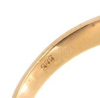 Arany (Au/14k) gyűrű gyémántokkal és zafírokkal ékítve., 6 db brill, 7 db zafír. Jelzett, Össz, br 4...