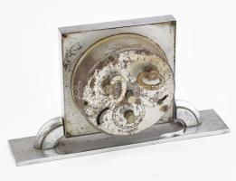 Art deco ébresztőóra. Krómozott fém, működik. 15x9 cm