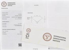 Gyémánt 1,01 ct sárgásbarna szín módosított brilliáns csisolással I1. 5,63x5,56x3,85 mm IGI tanusítv...