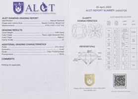 Gyémánt 0,66ct rózsaszín, vegyes csiszolással I2 4,76x4,67x3,27 mm tanúsítvánnyal