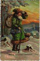 Boldog karácsonyi ünnepeket! Mikulás / Christmas greeting, Saint Nicholas. litho