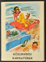 Közlekedési karikatúrák -14 db MODERN motívumos képeslap kis dobozban / Modern postcard series in sm...