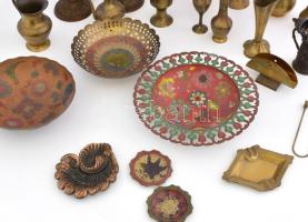 Órási réz tárgy tétel: vázák, tálak, kínálók, részben zománcozottak