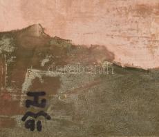 Tiszai Nagy Menyhért (1944-2012): Kikötői alkony II. Olaj, farost. Jelezve balra lent, hátoldalán cí...