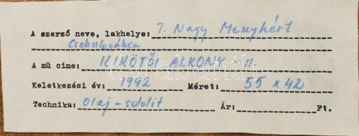 Tiszai Nagy Menyhért (1944-2012): Kikötői alkony II. Olaj, farost. Jelezve balra lent, hátoldalán cí...