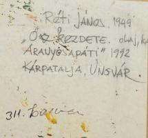 Réti János (1949-): Ősz kezdete (Kárpátalja). Olaj, karton. Jelezve jobbra lent, hátoldalán autográf...