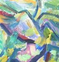 Réti János (1949-): Ősz kezdete (Kárpátalja). Olaj, karton. Jelezve jobbra lent, hátoldalán autográf...