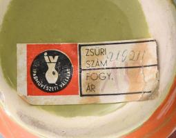 Iparművészi Vállalatos Gorka díszvíza, narancs-fehér mázas kerámia, jelzett, hibátlan 23 cm