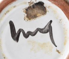 - 
Bán Károly: Zsugorított mázas kerámia váza, jelzett, hibátlan 25 cm