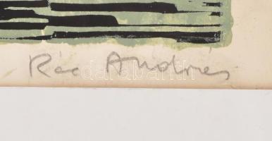 Rác András (1926-2013): Vitorlások. Színes linómetszet, papír, jelzett, paszpartuban, 51×40 cm