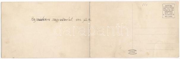 1934 Hajmáskér, M. kir. tüzérségi lövőiskola. 2-részes kihajtható panorámalap (EK)