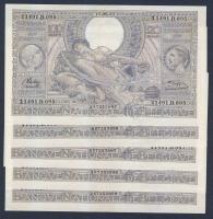 Belgium 1943.8.18. 100Fr/20B (5x) egymásutáni sorszámmal! T:II+ Csak egyszer hajtva!