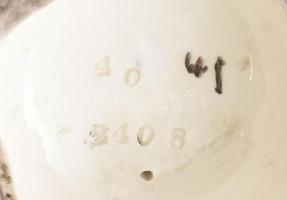 Antik szecessziós fajansz nőalak, ragasztott nyakkal, sorszámmal jelzett, kopással, m: 27 cm