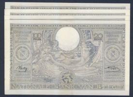 Belgium 1943.8.18. 100Fr/20B (5x) egymásutáni sorszámmal! T:II+ Csak egyszer hajtva!