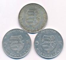 1947. 5Ft "Kossuth" Ag (3x) T:AU,XF patina Adamo F8.1