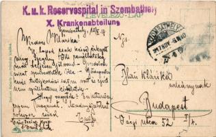 1917 Szombathely, látkép, Szombathelyi Szépítő Egyesület padja. Dukesz kiadása + "K.u.K. Reserv...