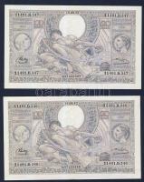 Belgium 1943.8.18. 100Fr/20B (4x) egymásutáni sorszámmal! T:II+ Csak egyszer hajtva!