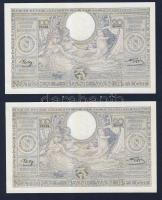 Belgium 1943.8.18. 100Fr/20B (4x) egymásutáni sorszámmal! T:II+ Csak egyszer hajtva!