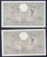 Belgium 1943.8.18. 100Fr/20B (4x) egymásutáni sorszámmal! T:II+ Csak egyszer hajtva!