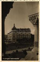 1940 Kolozsvár, Cluj; Teologia reformata, Farmacie / Református Teológiai Intézet, Gyógyszertár, Bindácz, Sallak üzlete / Protestant Theological Institute, pharmacy, shops (EK)