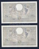 Belgium 1943.8.18. 100Fr/20B (4x) egymásutáni sorszámmal! T:II+ Csak egyszer hajtva!