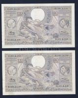 Belgium 1943.8.18. 100Fr/20B (4x) egymásutáni sorszámmal! T:II+ Csak egyszer hajtva!