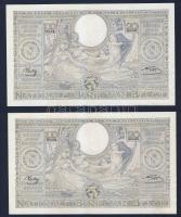 Belgium 1943.8.18. 100Fr/20B (4x) egymásutáni sorszámmal! T:II+ Csak egyszer hajtva!