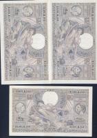 Belgium 1943.8.18. 100Fr/20B (5x) egymásutáni sorszámmal! T:II+ Csak egyszer hajtva, törve nem!