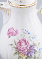 Hollóházi Hajnalka mintás 6 személyes porcelán mokkás készlet. Kézzel festett, jelzett, kisebb kopás...