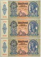 1941. 20P (3x) sorszámkövetők C 320 065849 - C 320 065851 T:F szép papír Adamo P12