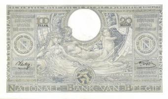 Belgium 1943.8.18. 100Fr/20B (5x) egymásutáni sorszámmal! T:II+ Csak egyszer hajtva, törve nem!