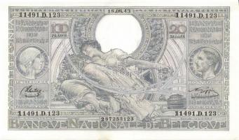 Belgium 1943.8.18. 100Fr/20B (5x) egymásutáni sorszámmal! T:II+ Csak egyszer hajtva, törve nem!