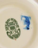 Zsolnay pillangó mintás mokkás készlet. Hat személyes. Kézzel festett, jelzett, a cukordoboz egyik f...