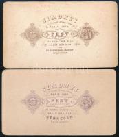 cca 1865 Szakállas fiatalember és idős hölgyi portréfotói, keményhátú fotók Simonyi pesti műterméből...