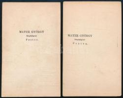 cca 1860 Szakállas férfi és fiatal hölgy portréfotói, 2 db keményhátú fotó Mayer György pesti műterm...