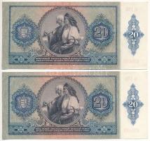1941. 20P (2x) egyugrású sorszámokkal "C 136 035100 - C 136 035102" T:XF sarokhajlás Adamo...