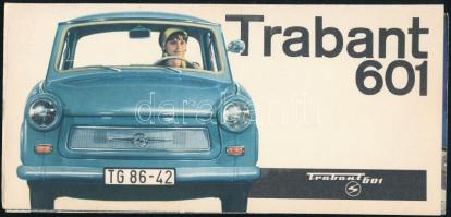 1964 Trabant 601, színes képekkel illusztrált, magyar nyelvű ismertető prospektus, kihajtva: 28,5x20 cm