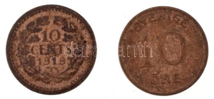 Vegyes: Hollandia 1919. 10c Ag + Svédország 1937. 10ö Ag T:F,VF patina
Mixed: Netherlands 1919. 10 ...