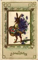 1913 Ein frohes Osterfest / Easter greeting art postcard with rabbit and eggs. litho (EB)