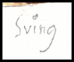 Sving jelzéssel: Hullámvonalas kompozíció, vegyes technika, karton, 22x13 cm