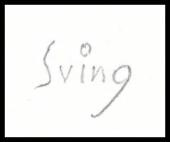 Sving jelzéssel: Színes kompozíció, vegyes technika, karton, 26x15 cm