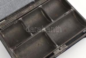 Antik fém kassza, kopással, kulcs nélkül, 20x29x8 cm