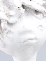 Fehérmázas kerámia lány figura, jelzés nélkül, anyagkopással, m: 23 cm