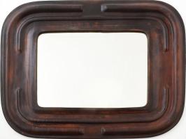 Iparművészeti Vállalat bőrbevonatos tükör, címkével jelzett, zsűrizett, jó állapotban, 48x38 cm