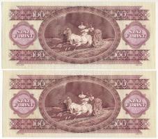 1984. 100Ft (2x) sorszámkövetők "B 337 209053 - B 337 209054" nyomdai papírránccal T:AU az...