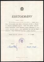 1947-1952 Kárpáti Margit esztergomi tanítónő 4 db okmánya (igazolvány, kinevezés, esküokmány, bizony...
