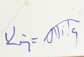 Olvashatatlan jelzéssel (a hátoldalán): Szürrealista portré. Vegyes technika, papír, kartonra ragasz...