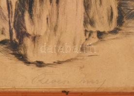 Révész Imre (1859-1945): Vásár, rézkarc, papír, jelzett. Körbevágva. Üvegezett fakeretben, 31,5×44,5...