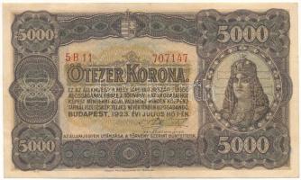 1923. 5000K "5 B11 707147", "Magyar Pénzjegynyomda Rt. Budapest" nyomdahely jelöléssel T:F erős papír Adamo K39