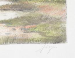 Olvashatatlan jelzéssel, 2 db mű: Vitorlások és vízparti táj. Ceruza, akvarell, papír, üvegezett fak...